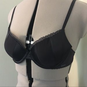 Calvin Klein black satin mesh push-up bra 36A